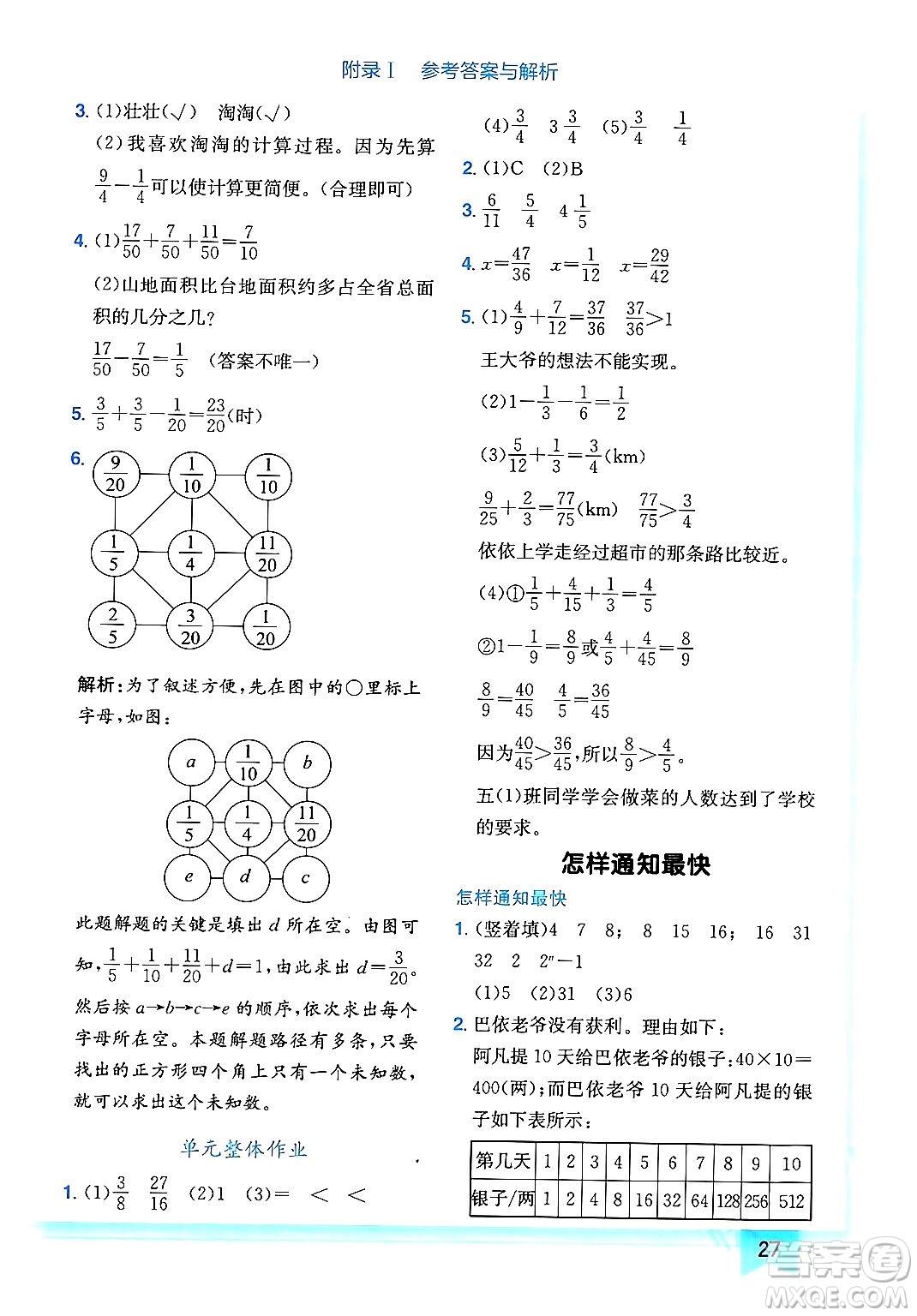 龍門書局2024年春黃岡小狀元作業(yè)本五年級(jí)數(shù)學(xué)下冊(cè)人教版廣東專版答案