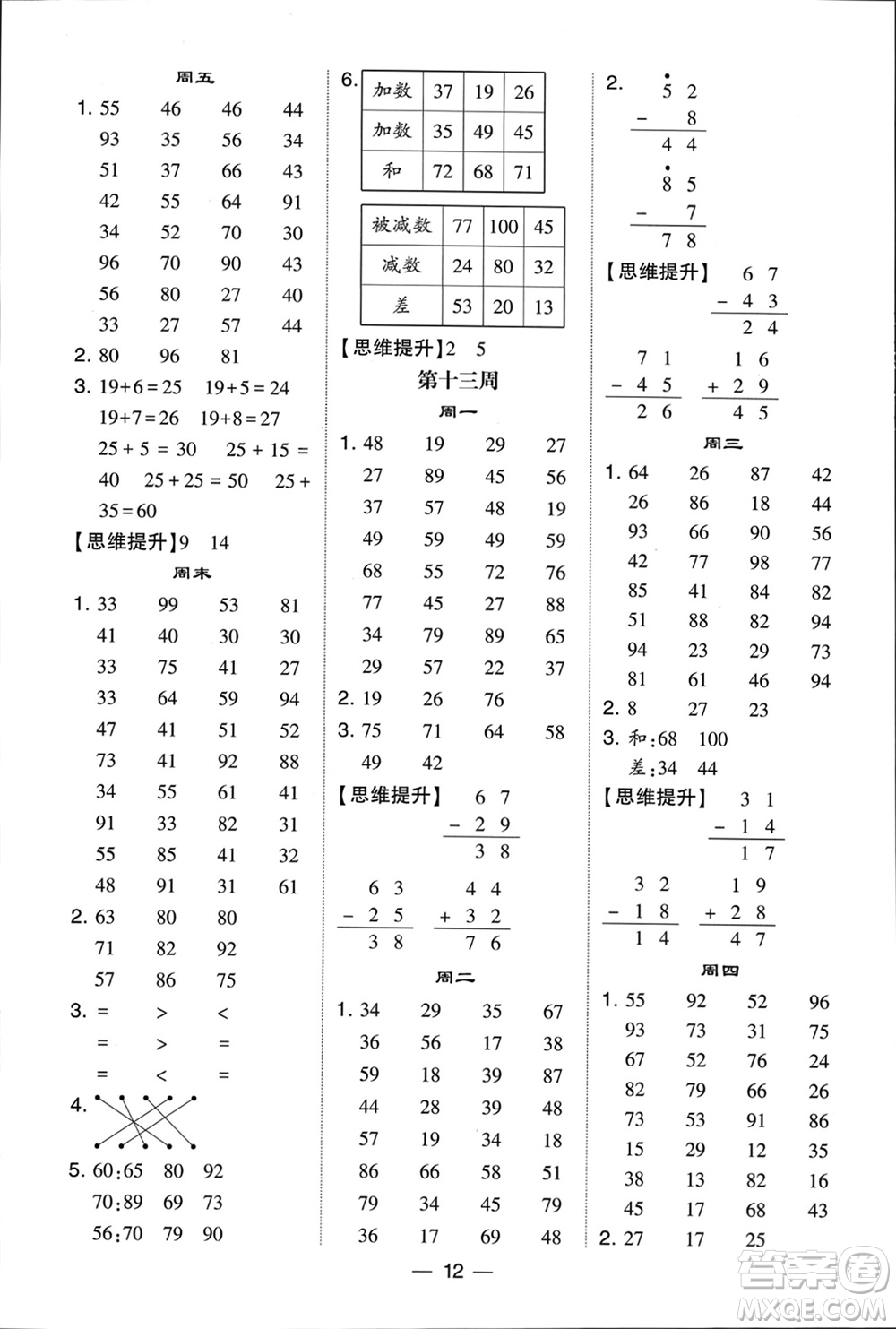 甘肅少年兒童出版社2024年春經(jīng)綸學(xué)典學(xué)霸計(jì)算達(dá)人一年級(jí)數(shù)學(xué)下冊北師大版參考答案