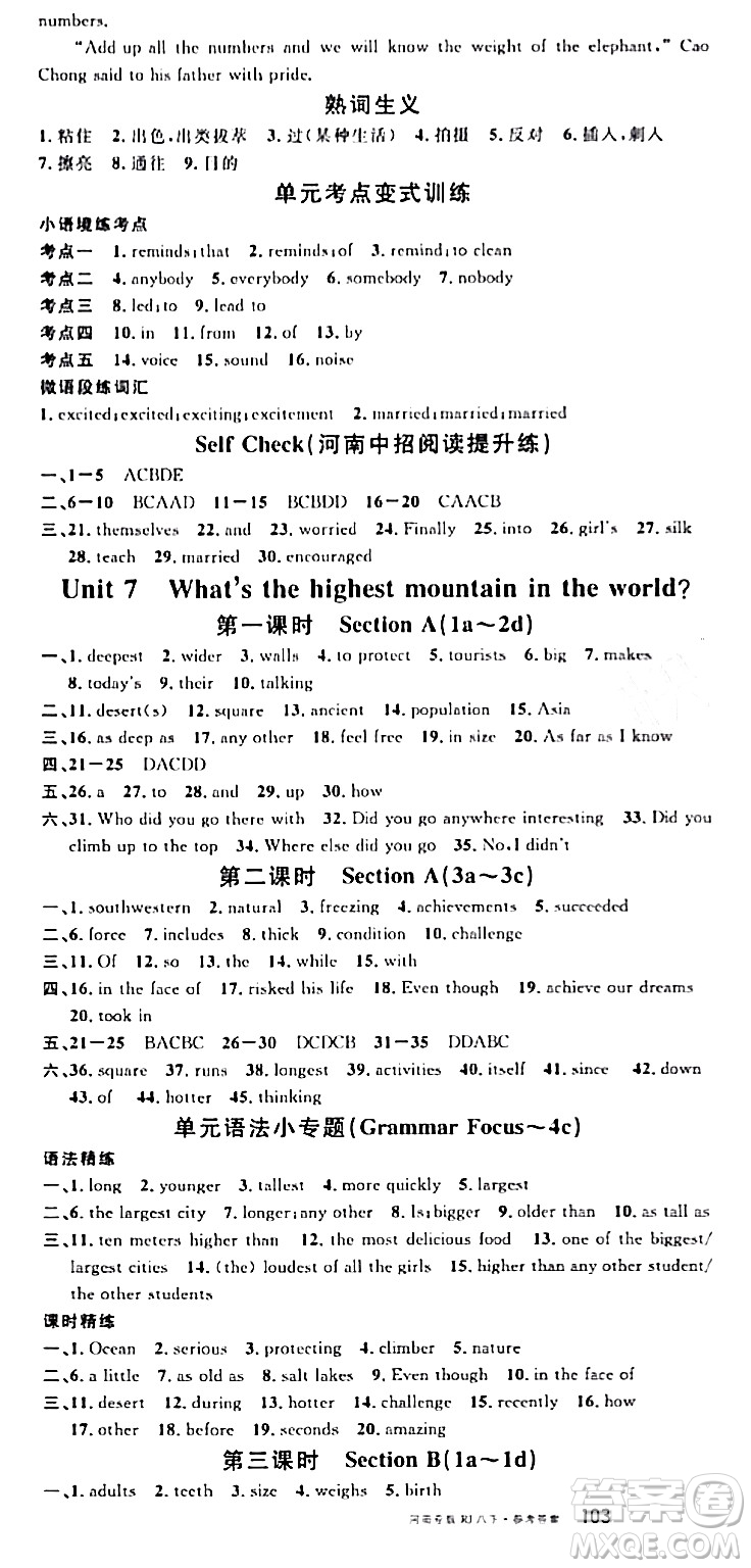 開(kāi)明出版社2024年春名校課堂八年級(jí)英語(yǔ)下冊(cè)人教版河南專(zhuān)版答案