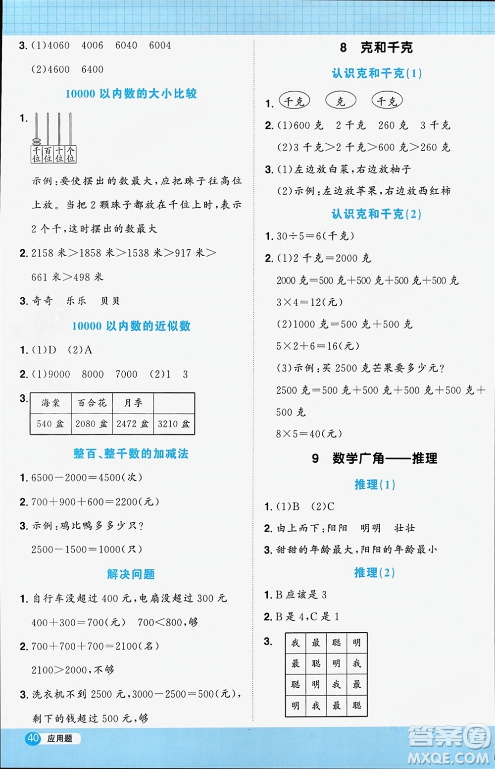 江西教育出版社2024年春陽(yáng)光同學(xué)計(jì)算小達(dá)人二年級(jí)數(shù)學(xué)下冊(cè)人教版參考答案