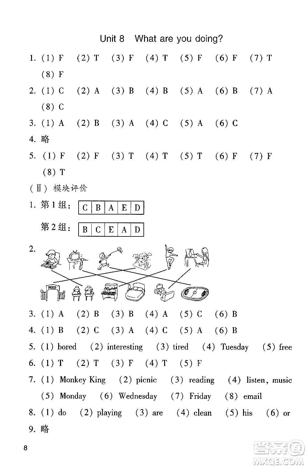 廣州出版社2024年春陽(yáng)光學(xué)業(yè)評(píng)價(jià)四年級(jí)英語(yǔ)下冊(cè)教科版答案