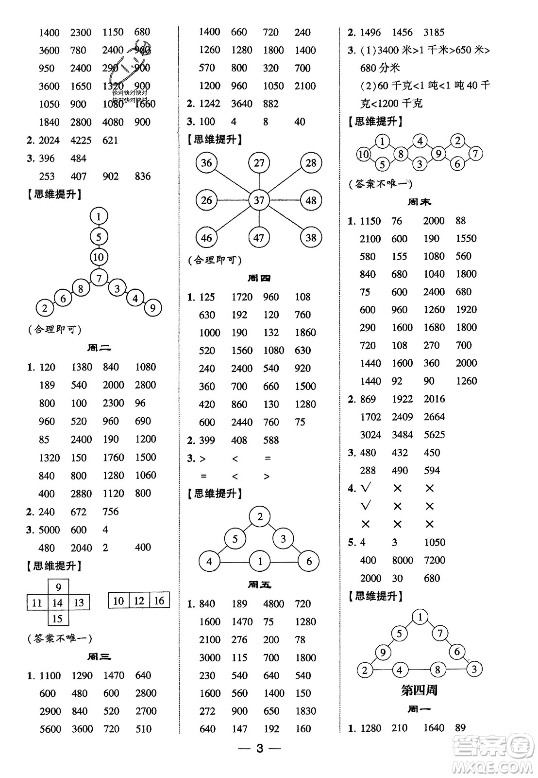 甘肅少年兒童出版社2024年春經(jīng)綸學(xué)典學(xué)霸計(jì)算達(dá)人三年級(jí)數(shù)學(xué)下冊(cè)蘇教版參考答案