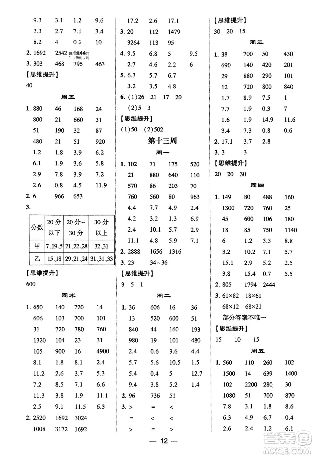 甘肅少年兒童出版社2024年春經(jīng)綸學(xué)典學(xué)霸計(jì)算達(dá)人三年級(jí)數(shù)學(xué)下冊(cè)蘇教版參考答案