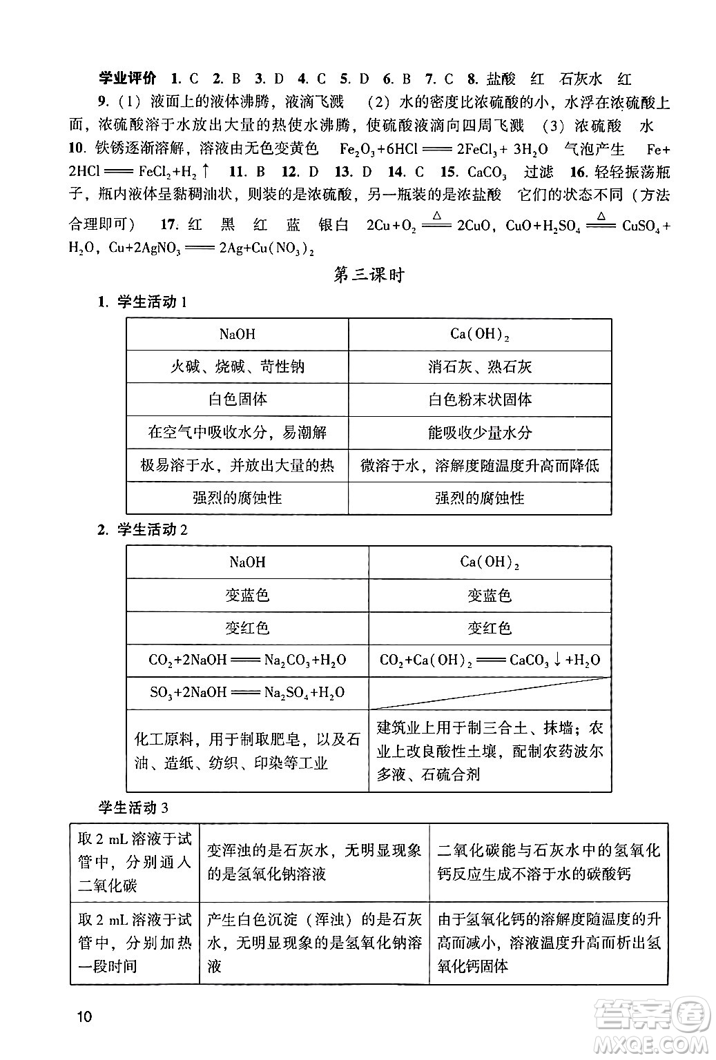 廣州出版社2024年春陽(yáng)光學(xué)業(yè)評(píng)價(jià)九年級(jí)化學(xué)下冊(cè)人教版答案