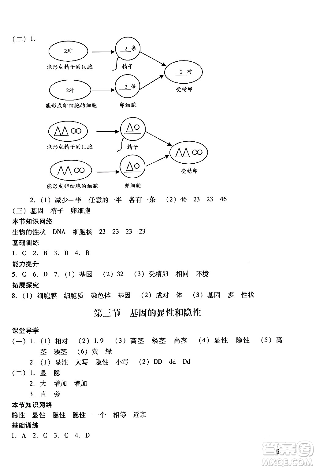 廣州出版社2024年春陽光學業(yè)評價八年級生物下冊人教版答案