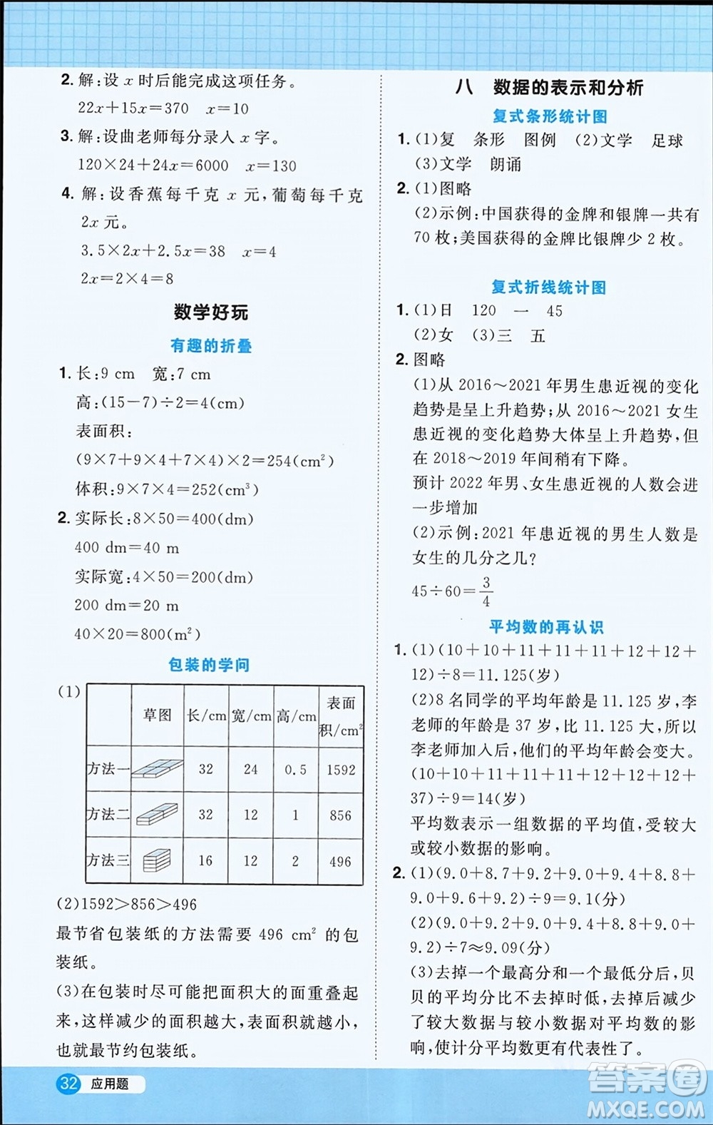 江西教育出版社2024年春陽(yáng)光同學(xué)計(jì)算小達(dá)人五年級(jí)數(shù)學(xué)下冊(cè)北師大版參考答案