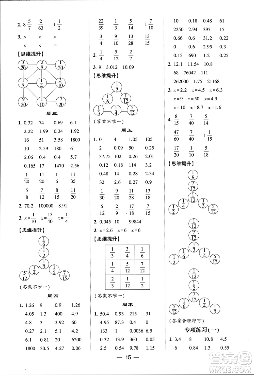 甘肅少年兒童出版社2024年春經(jīng)綸學典學霸計算達人五年級數(shù)學下冊青島版參考答案