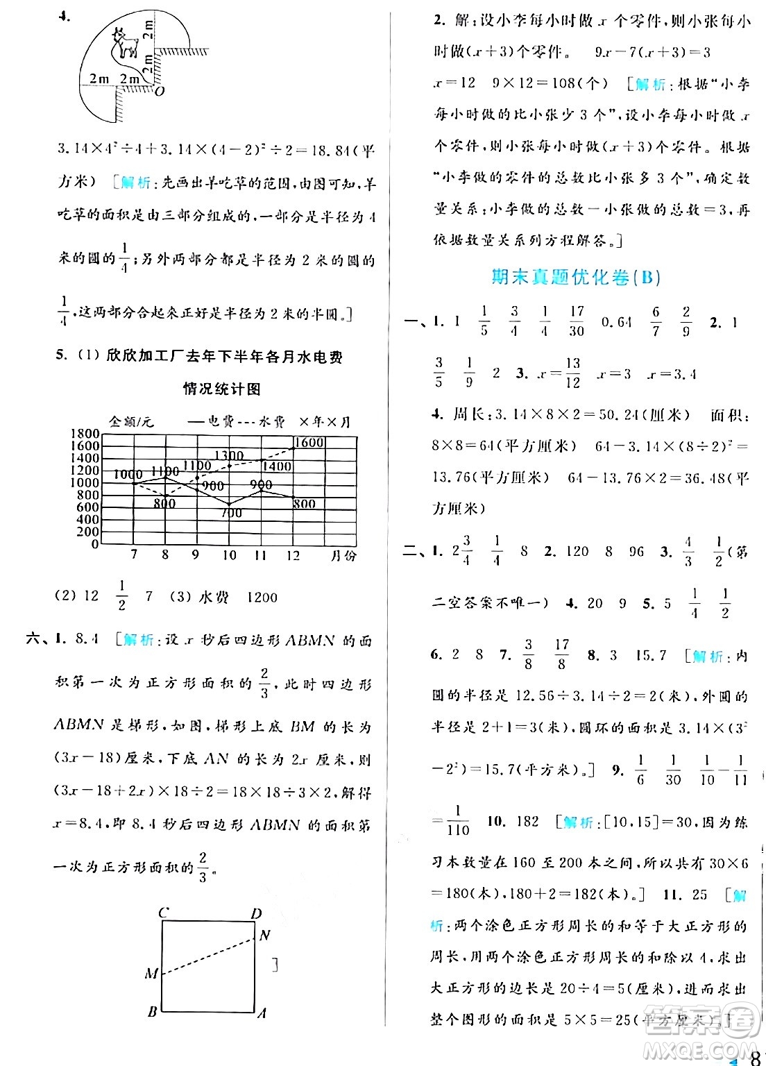 北京教育出版社2024年春亮點(diǎn)給力大試卷五年級(jí)數(shù)學(xué)下冊(cè)江蘇版答案