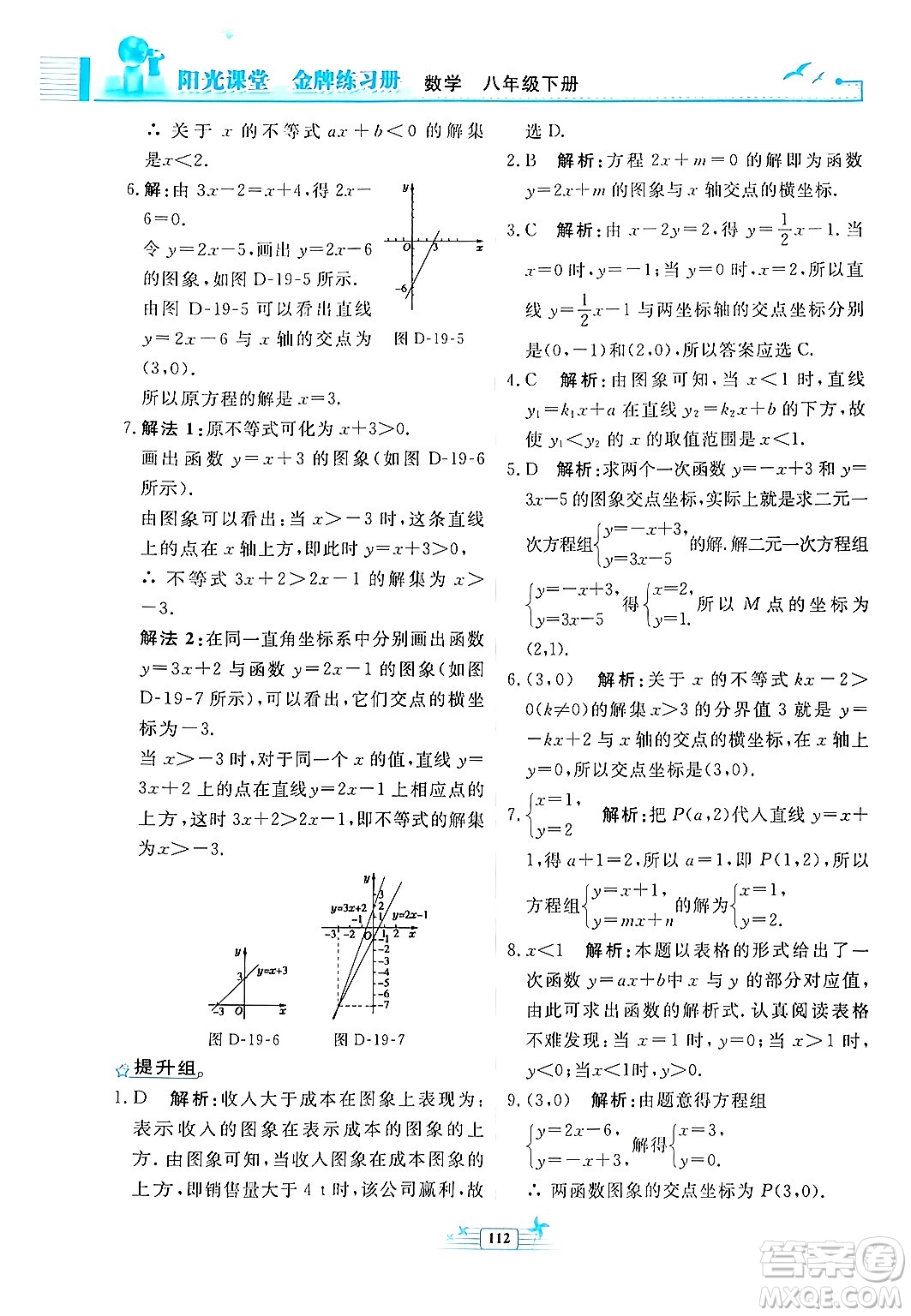 人民教育出版社2024年春陽光課堂金牌練習(xí)冊八年級數(shù)學(xué)下冊人教版福建專版答案