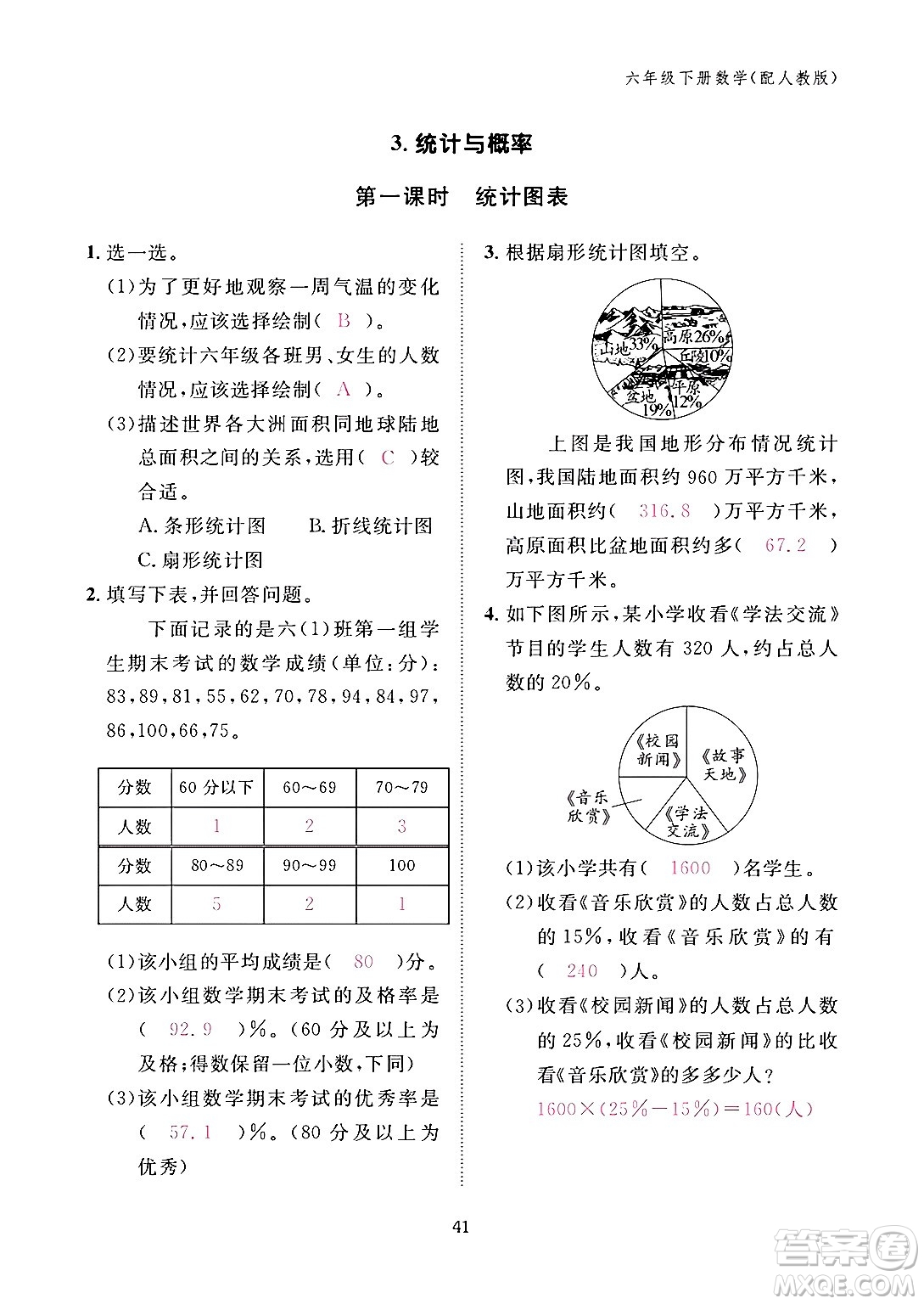 江西教育出版社2024年春數(shù)學(xué)作業(yè)本六年級(jí)數(shù)學(xué)下冊(cè)人教版答案