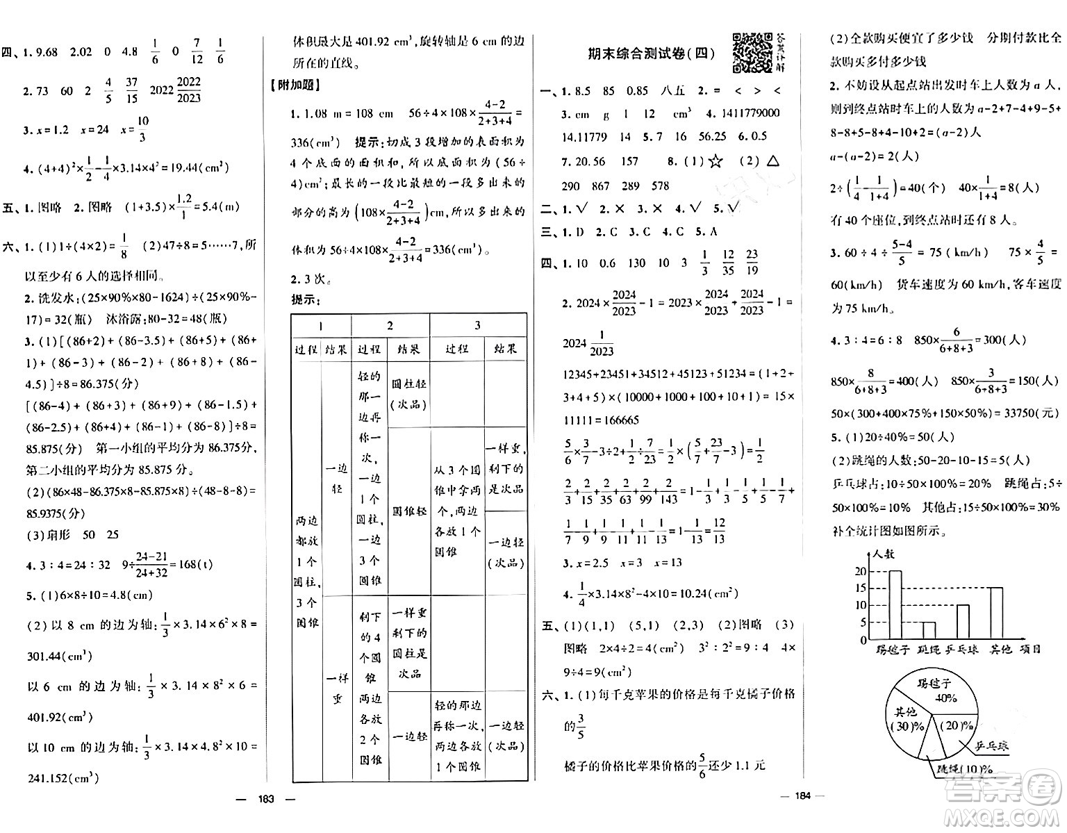 寧夏人民教育出版社2024年春學霸提優(yōu)大試卷六年級數(shù)學下冊人教版答案