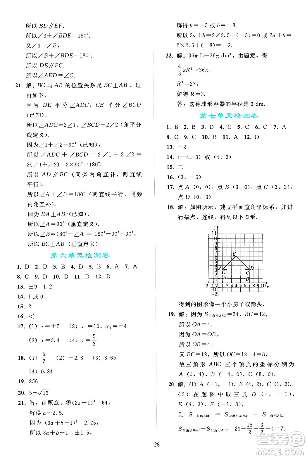 人民教育出版社2024年春同步輕松練習七年級數(shù)學下冊人教版答案