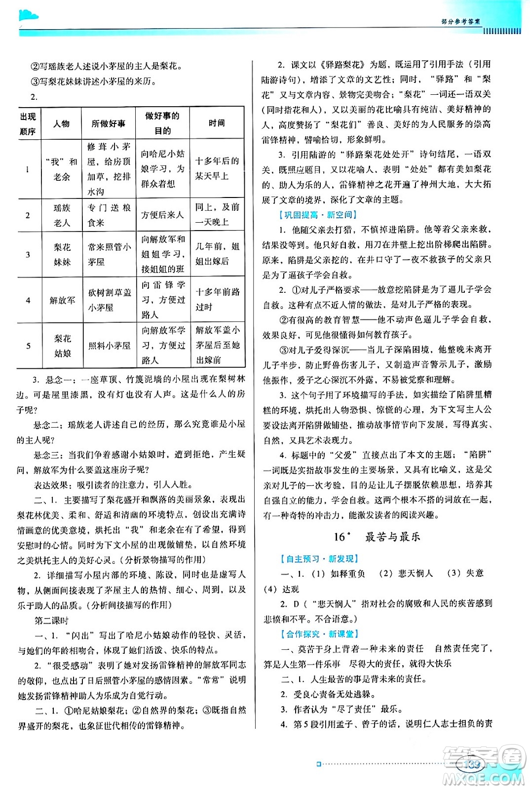 廣東教育出版社2024年春南方新課堂金牌學(xué)案七年級(jí)語文人教版答案