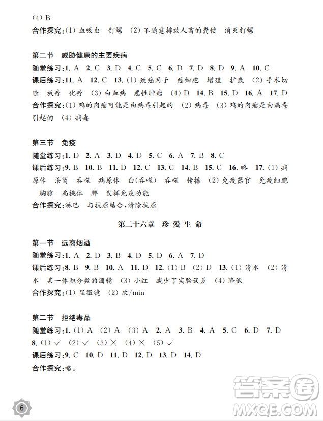 江蘇鳳凰教育出版社2024年春配套綜合練習(xí)八年級(jí)生物下冊(cè)蘇教版參考答案