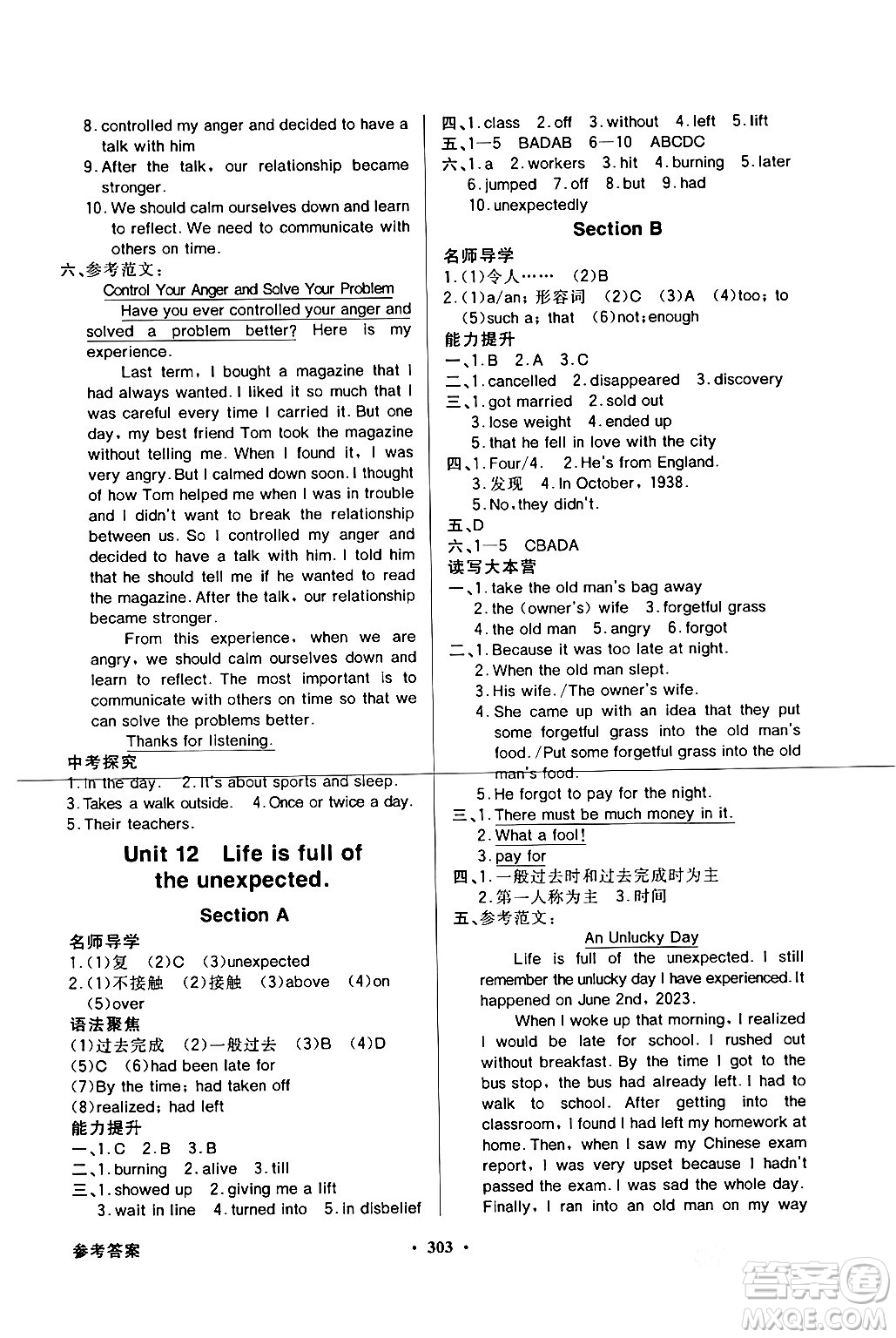 人民教育出版社2024年春同步導(dǎo)學(xué)與優(yōu)化訓(xùn)練九年級(jí)英語下冊(cè)人教版答案