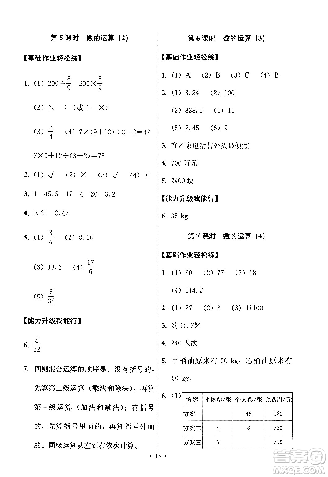 人民教育出版社2024年春能力培養(yǎng)與測試六年級數(shù)學(xué)下冊人教版新疆專版答案