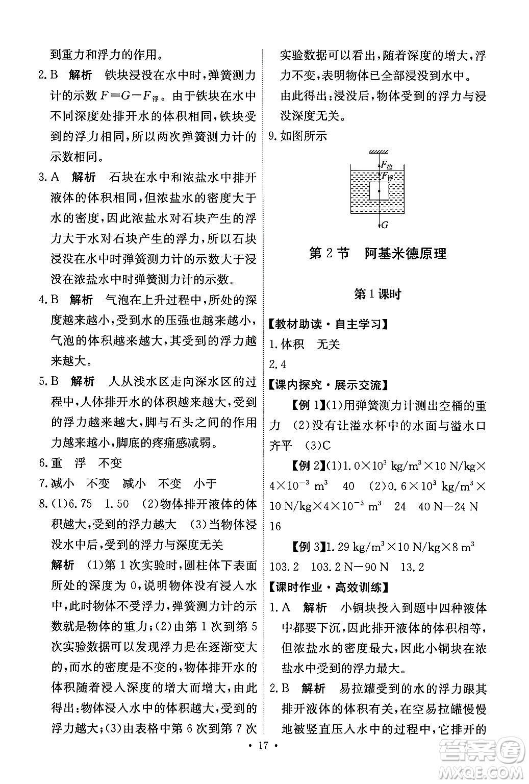 人民教育出版社2024年春能力培養(yǎng)與測試八年級物理下冊人教版答案