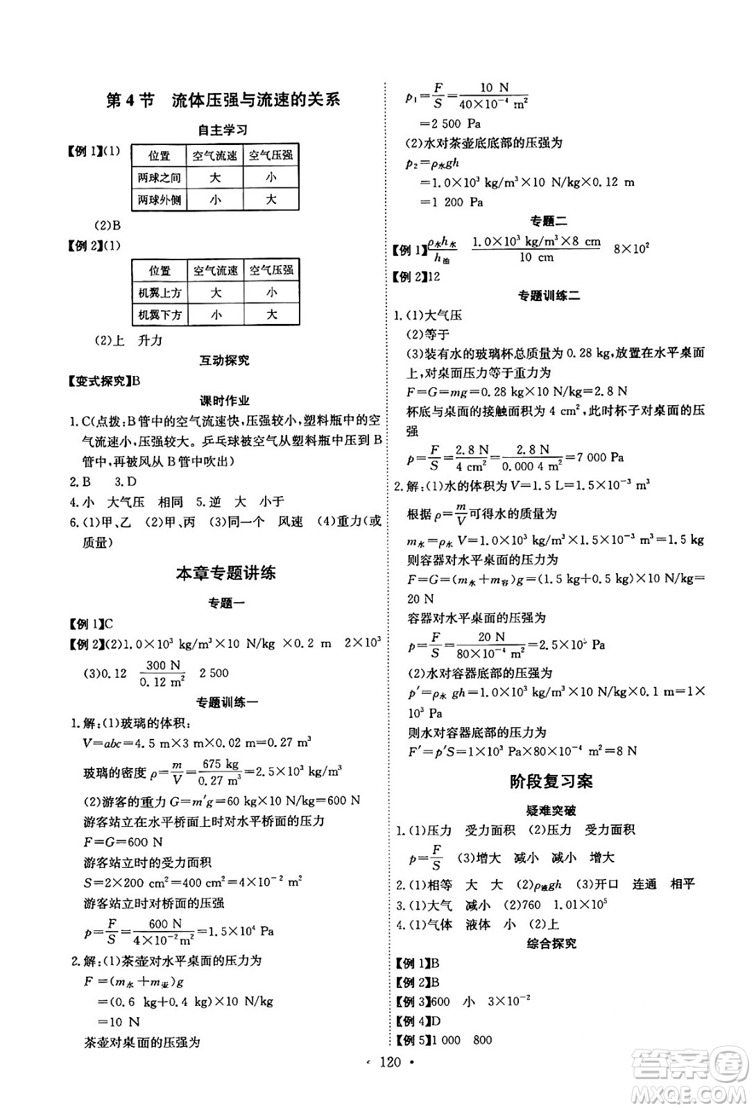 長(zhǎng)江少年兒童出版社2024年春長(zhǎng)江全能學(xué)案同步練習(xí)冊(cè)八年級(jí)物理下冊(cè)人教版答案