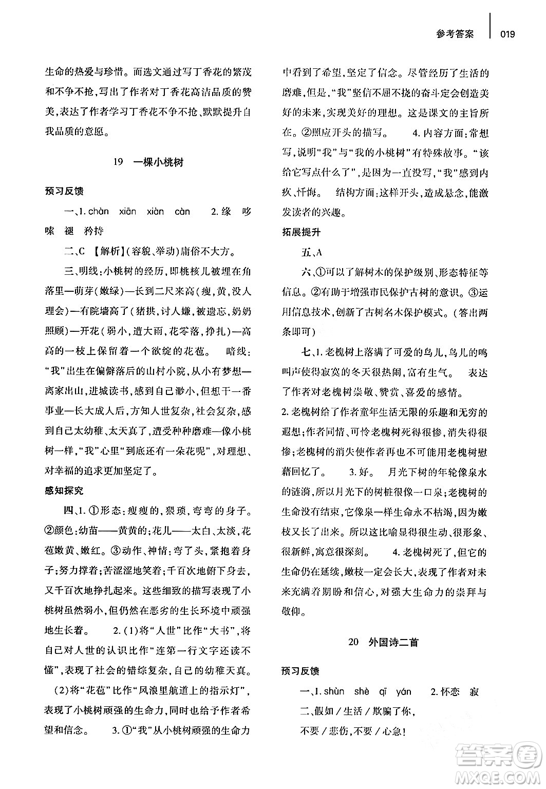 大象出版社2024年春基礎(chǔ)訓(xùn)練七年級語文下冊人教版答案