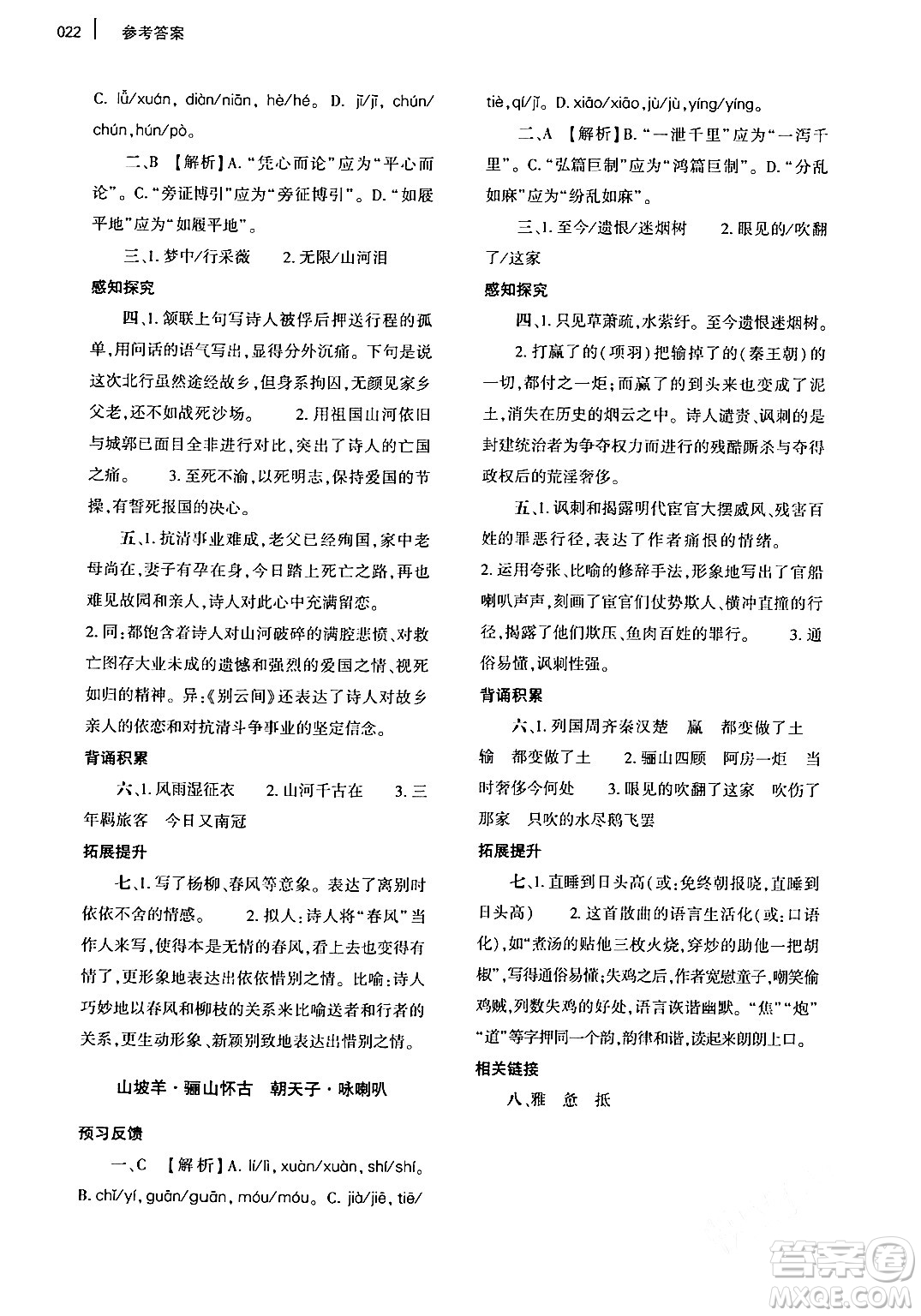 大象出版社2024年春基礎(chǔ)訓(xùn)練九年級(jí)語文下冊(cè)人教版答案