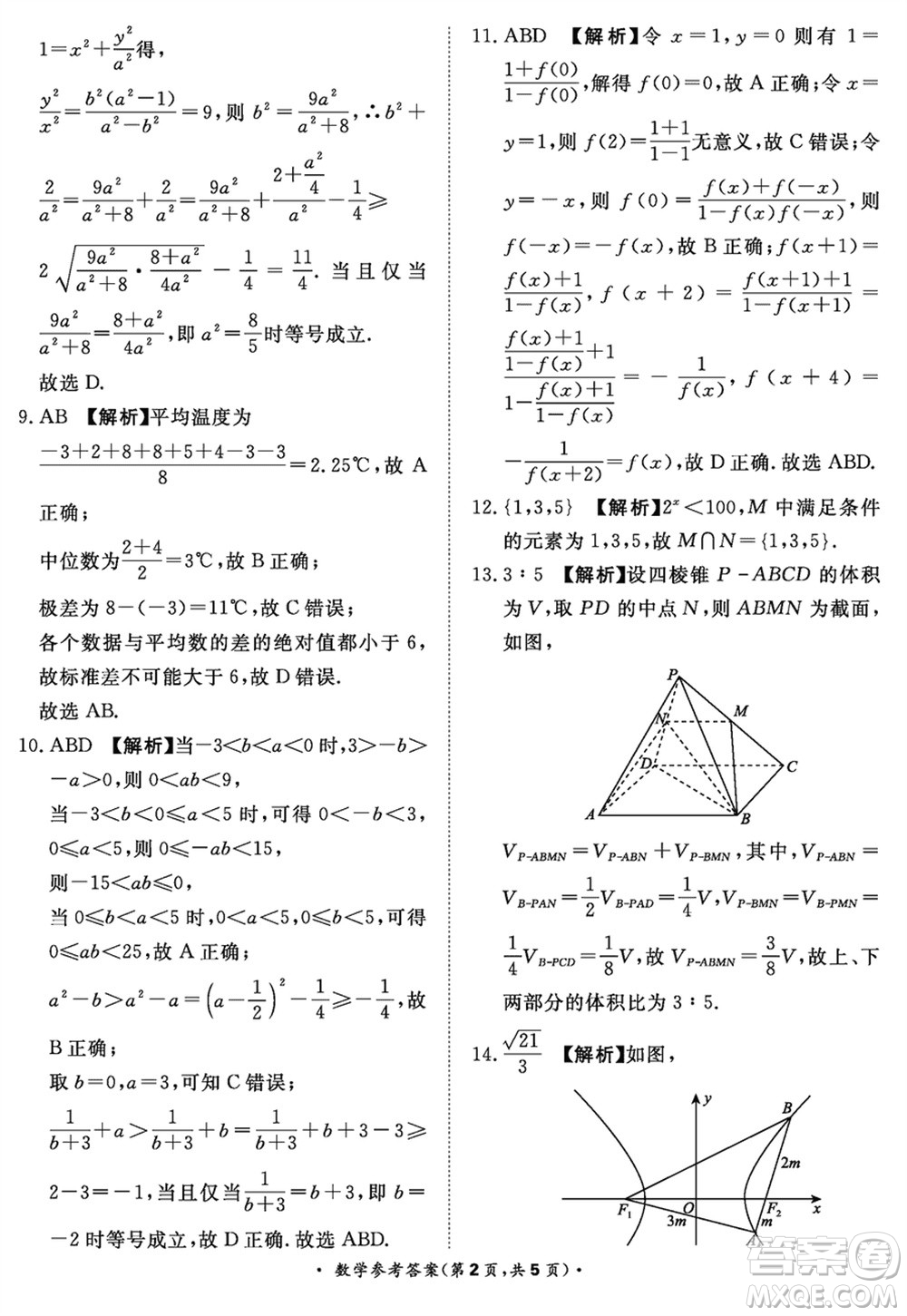 河南青桐鳴2024屆高三下學期3月份大聯(lián)考數(shù)學試題參考答案