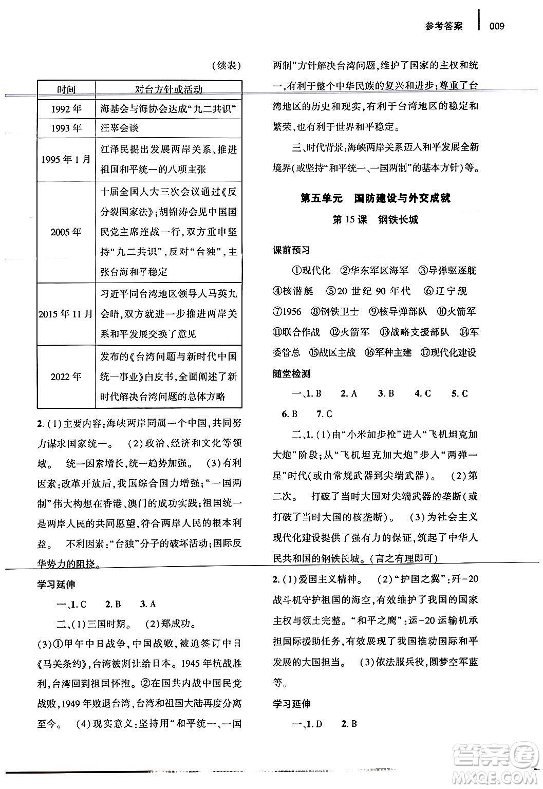 大象出版社2024年春基礎(chǔ)訓(xùn)練八年級(jí)歷史下冊(cè)人教版答案