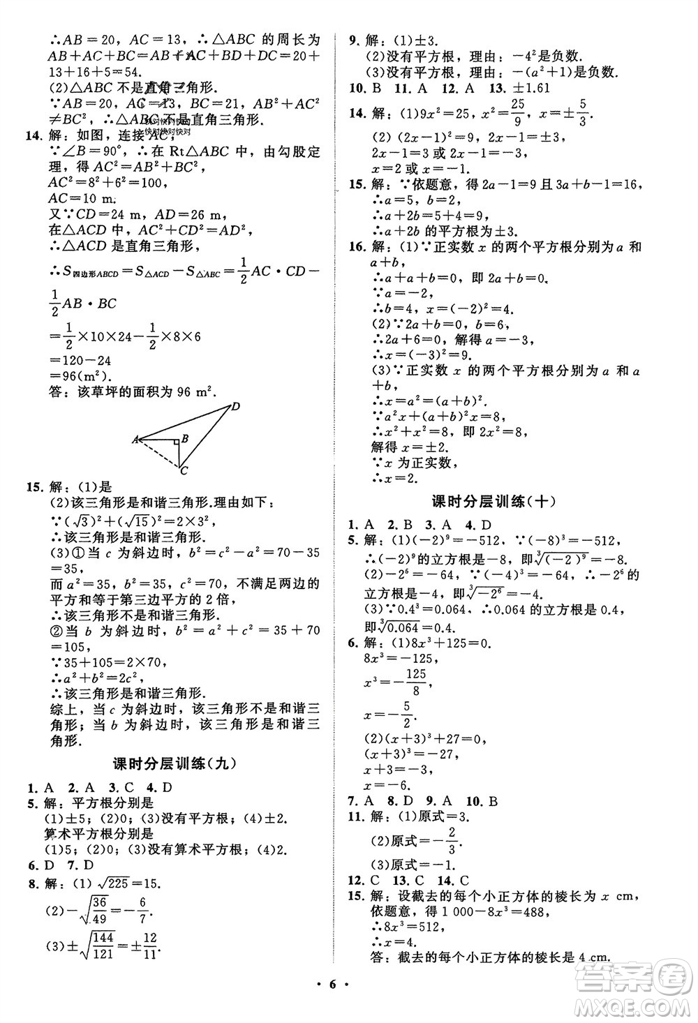 山東教育出版社2024年春初中同步練習冊分層卷八年級數(shù)學下冊通用版參考答案