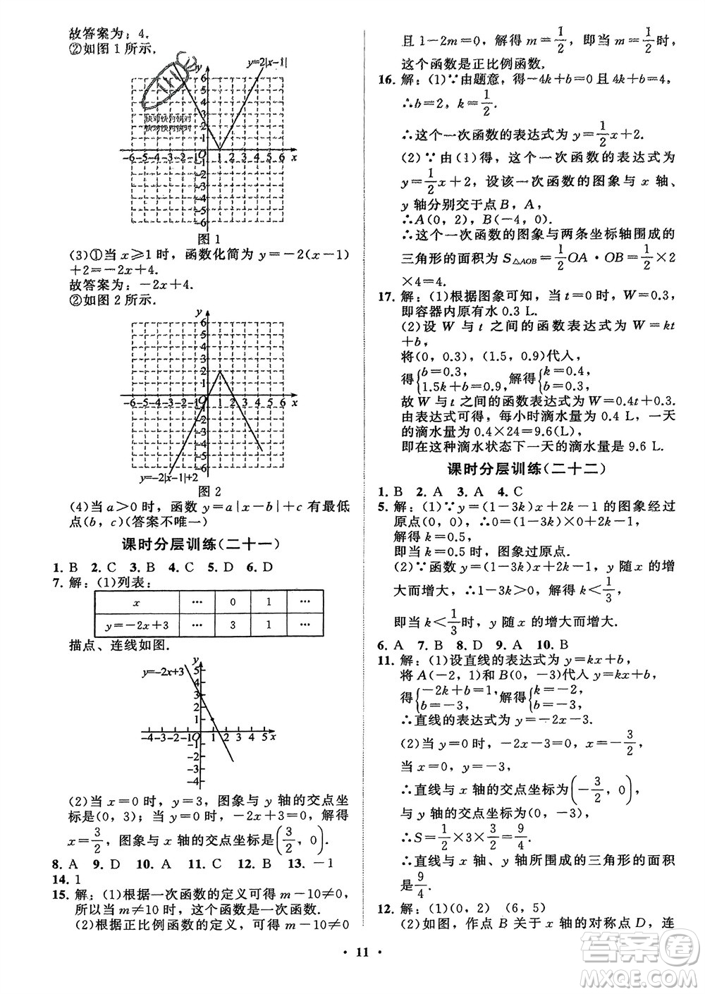 山東教育出版社2024年春初中同步練習冊分層卷八年級數(shù)學下冊通用版參考答案