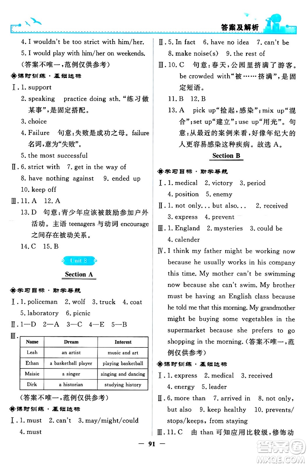 人民教育出版社2024年春陽光課堂金牌練習(xí)冊九年級(jí)英語全一冊人教PEP版答案