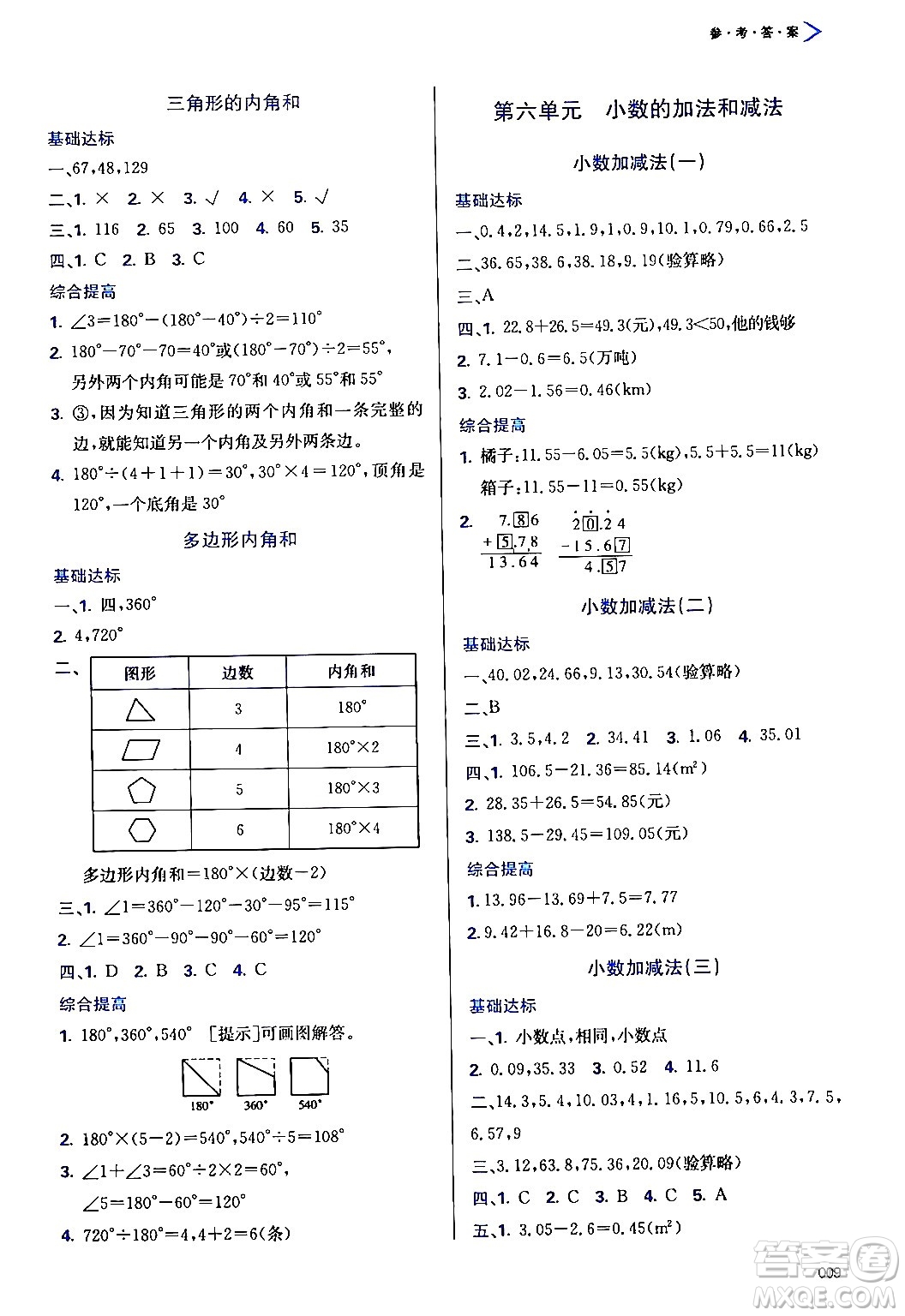 天津教育出版社2024年春學(xué)習(xí)質(zhì)量監(jiān)測(cè)四年級(jí)數(shù)學(xué)下冊(cè)人教版答案