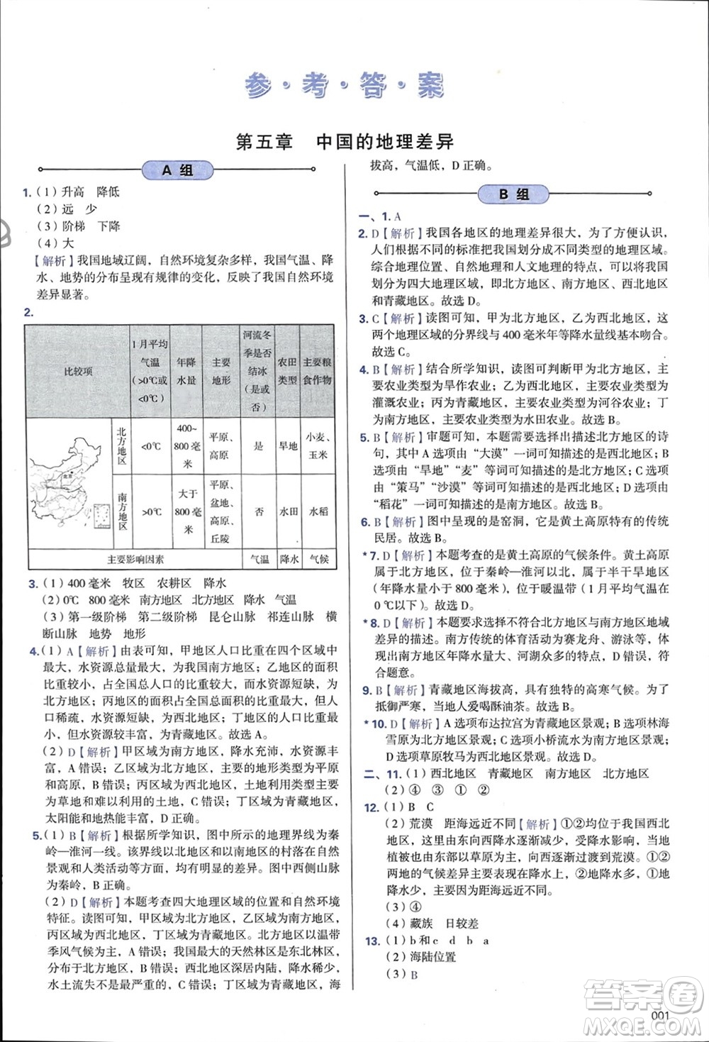 天津教育出版社2024年春學(xué)習(xí)質(zhì)量監(jiān)測(cè)八年級(jí)地理下冊(cè)人教版參考答案