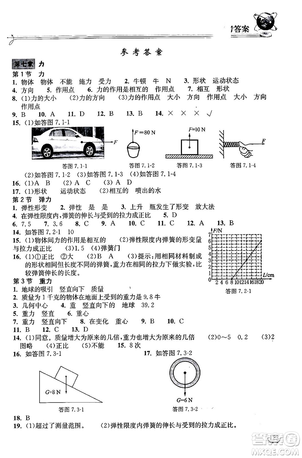 湖北教育出版社2024年春長(zhǎng)江作業(yè)本同步練習(xí)冊(cè)八年級(jí)物理下冊(cè)人教版答案