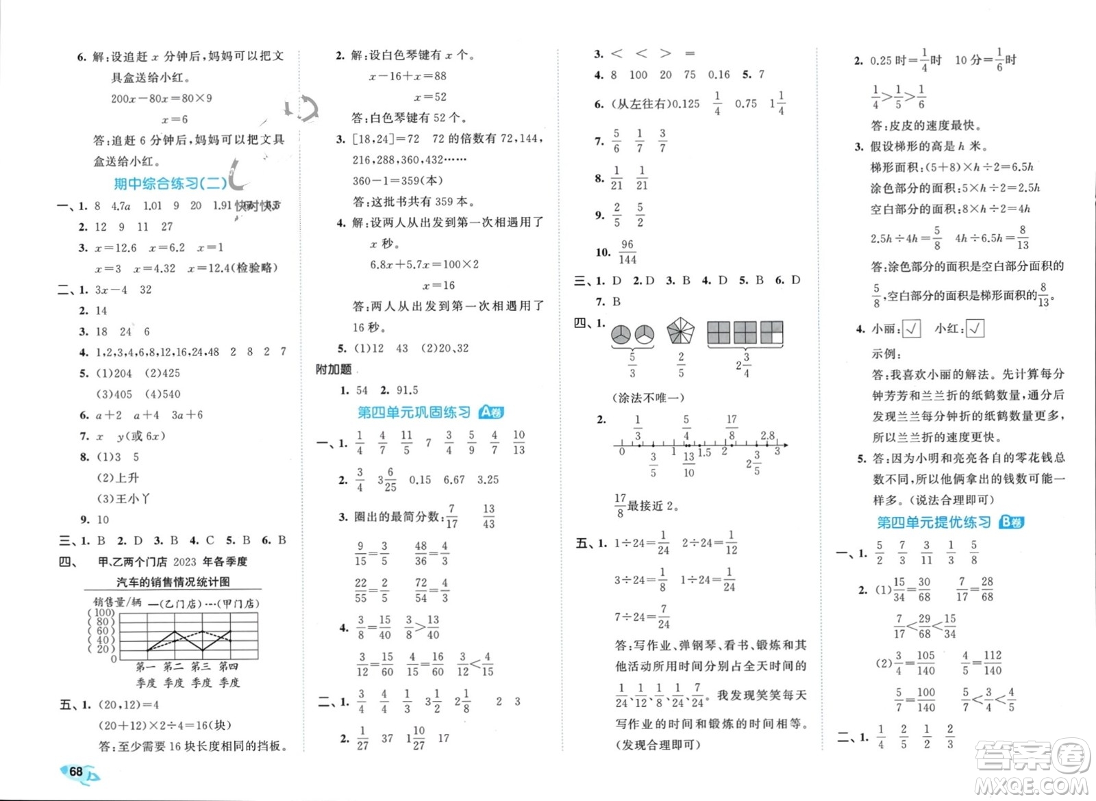 西安出版社2024年春53全優(yōu)卷五年級(jí)數(shù)學(xué)下冊(cè)蘇教版參考答案