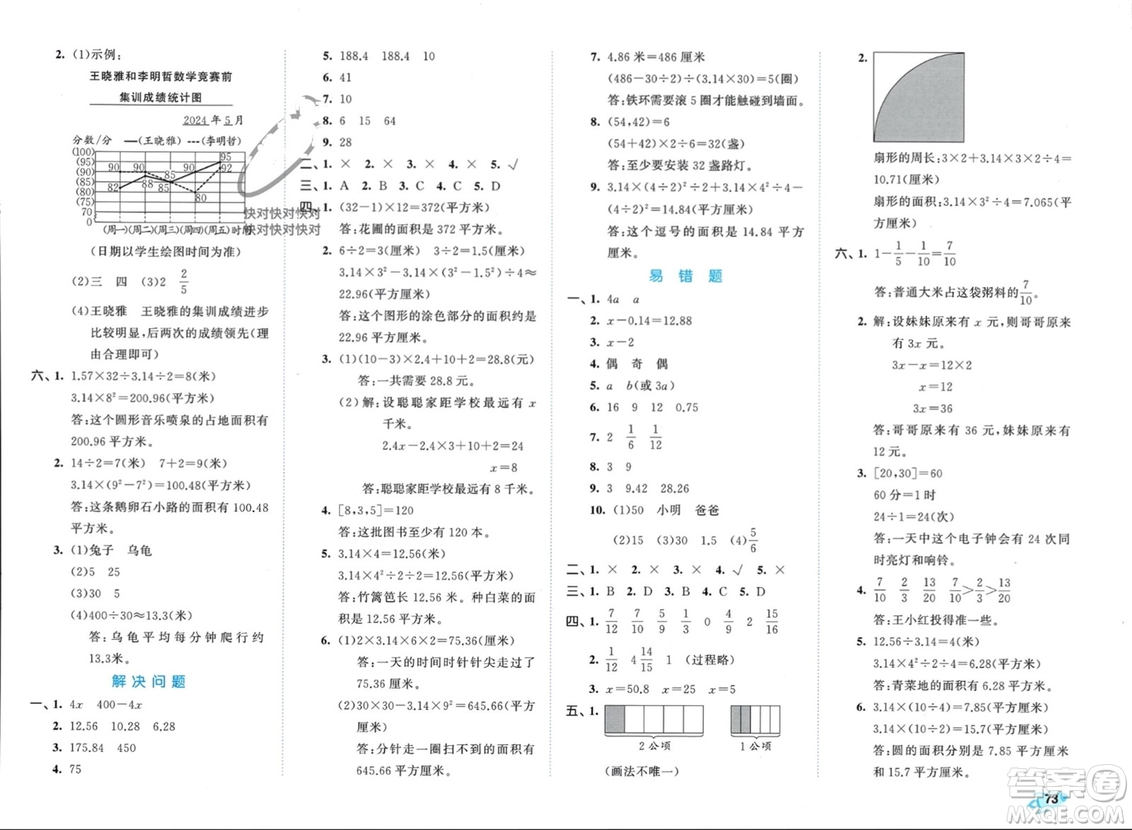 西安出版社2024年春53全優(yōu)卷五年級(jí)數(shù)學(xué)下冊(cè)蘇教版參考答案