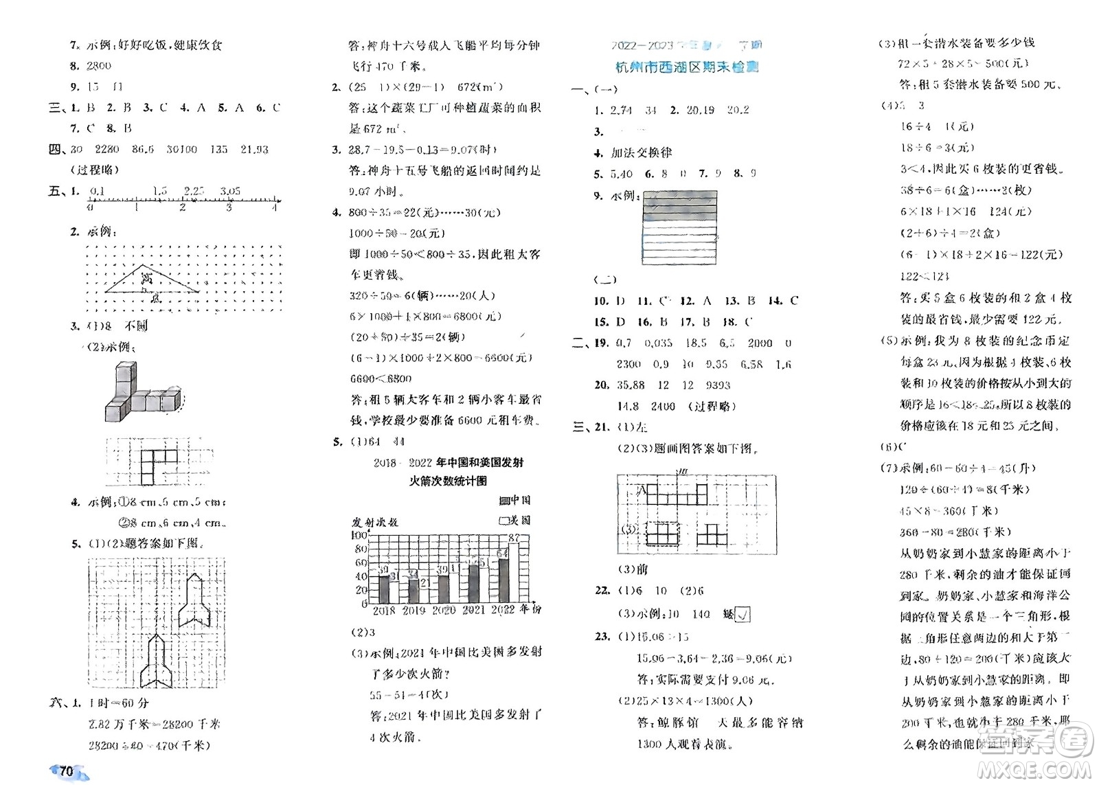 西安出版社2024年春53全優(yōu)卷四年級(jí)數(shù)學(xué)下冊(cè)人教版參考答案