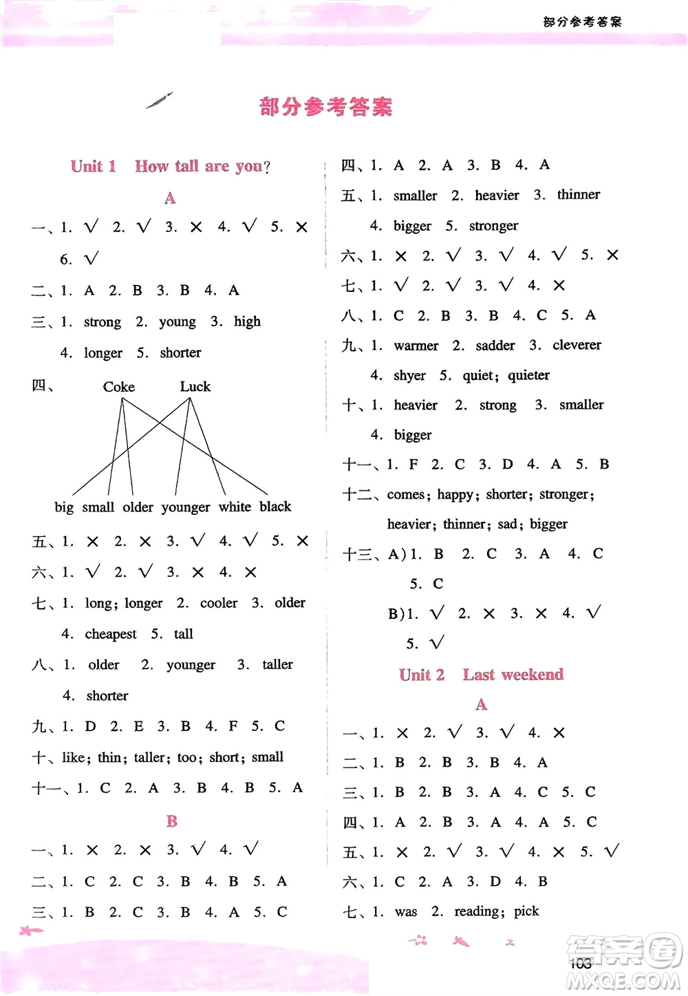 廣西師范大學(xué)出版社2024年春自主與互動學(xué)習(xí)新課程學(xué)習(xí)輔導(dǎo)六年級英語下冊人教版參考答案