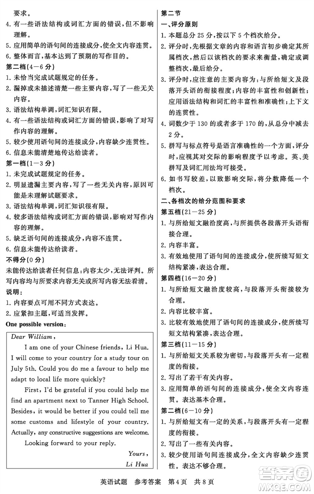 T8聯考山西省2024屆高三下學期第二次學業(yè)質量評價英語試題參考答案