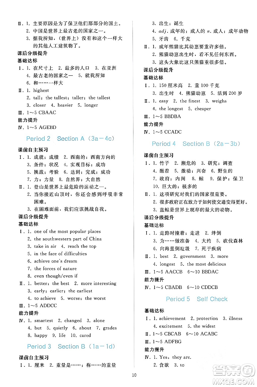 人民教育出版社2024年春同步輕松練習(xí)八年級(jí)英語(yǔ)下冊(cè)人教版答案