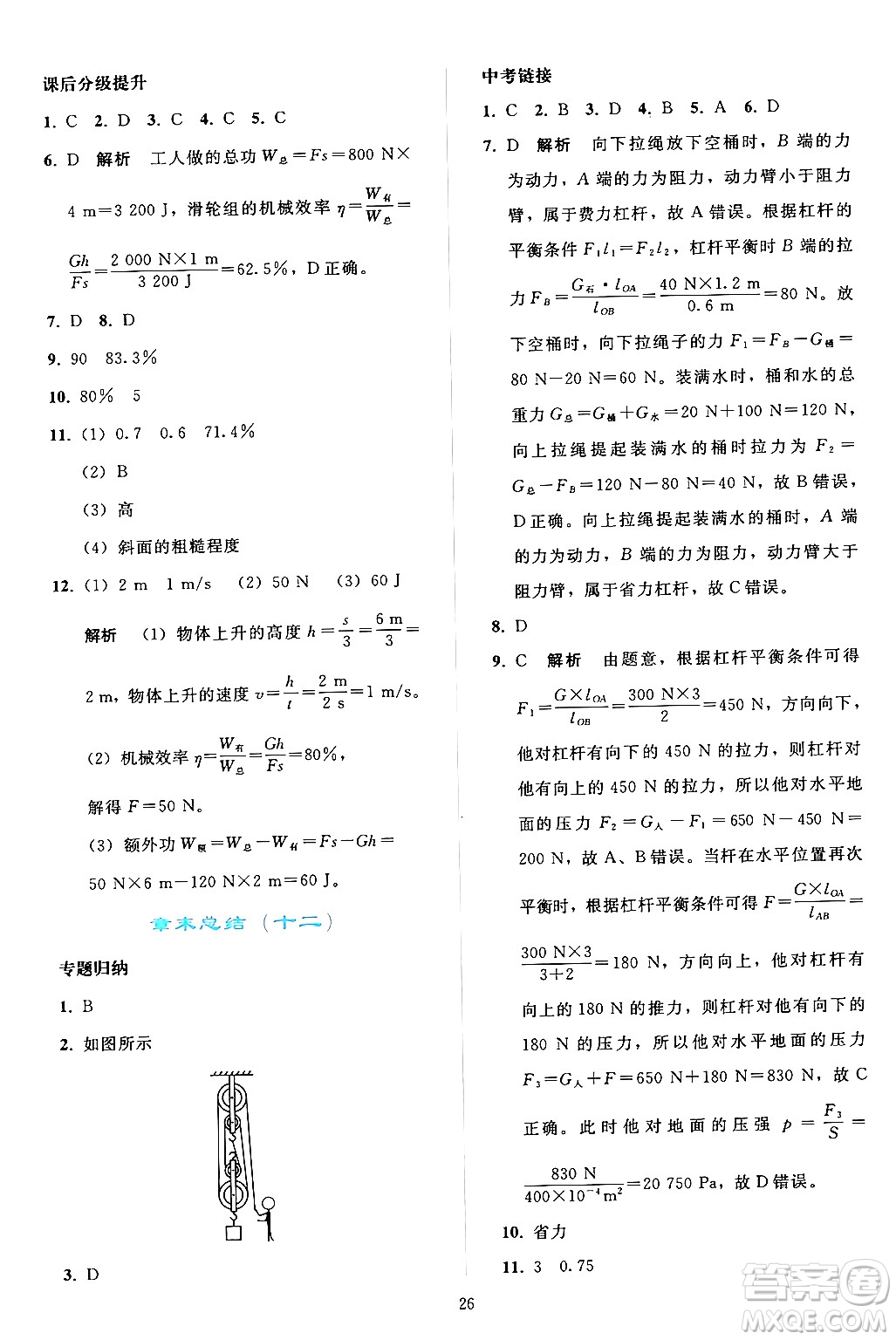 人民教育出版社2024年春同步輕松練習(xí)八年級物理下冊人教版答案