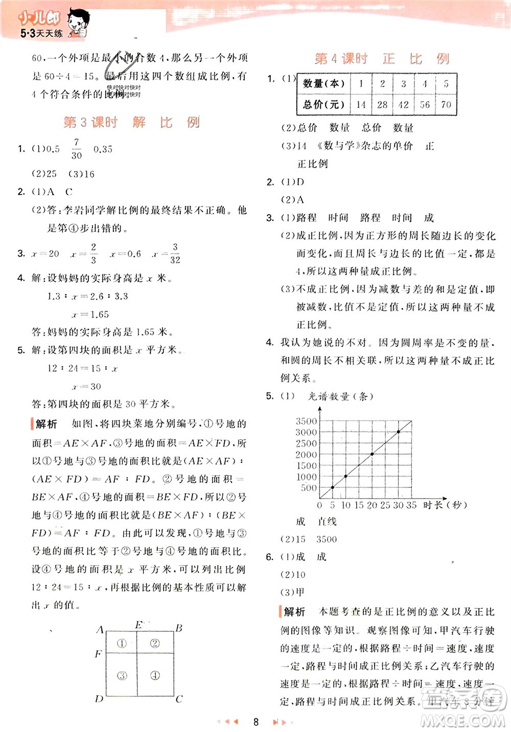 教育科學(xué)出版社2024年春53天天練六年級(jí)數(shù)學(xué)下冊(cè)青島版參考答案