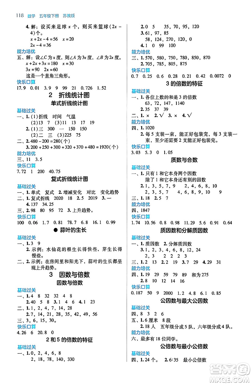 湖南教育出版社2024年春學(xué)法大視野五年級(jí)數(shù)學(xué)下冊(cè)蘇教版答案