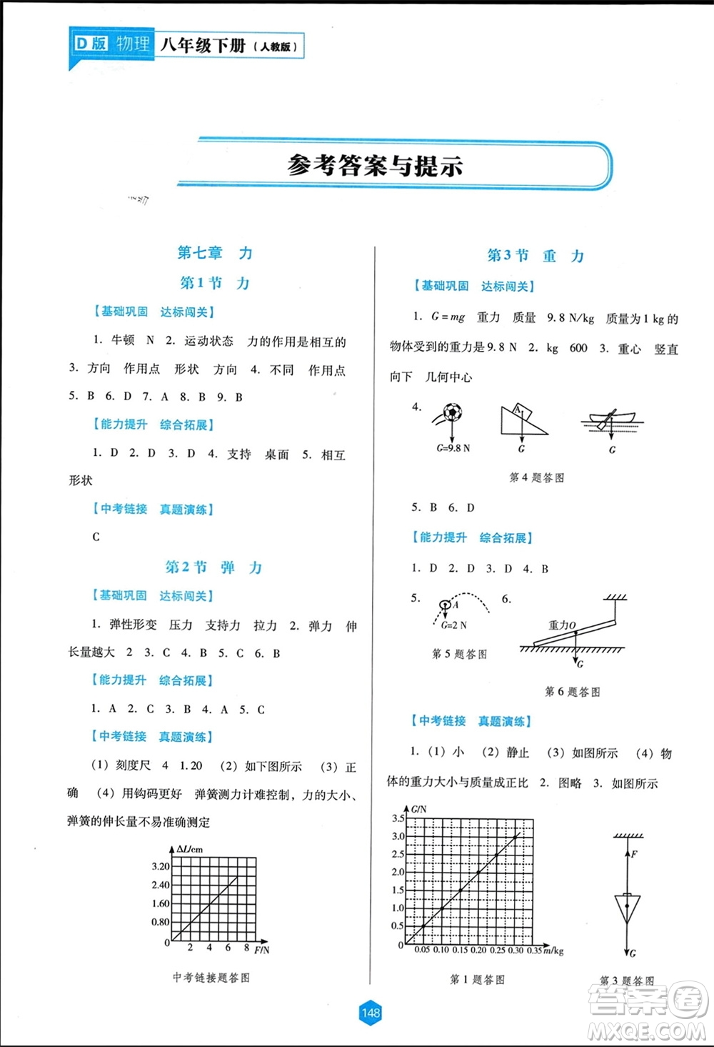 遼海出版社2024年春新課程能力培養(yǎng)八年級(jí)物理下冊(cè)人教版D版大連專版參考答案