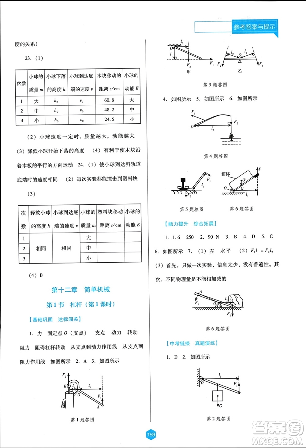 遼海出版社2024年春新課程能力培養(yǎng)八年級(jí)物理下冊(cè)人教版D版大連專版參考答案