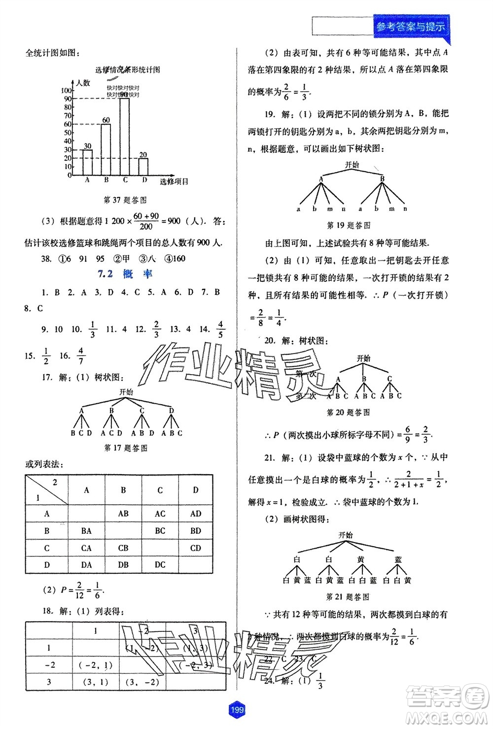 遼海出版社2024年春新課程能力培養(yǎng)九年級(jí)數(shù)學(xué)下冊(cè)人教版D版大連專版參考答案