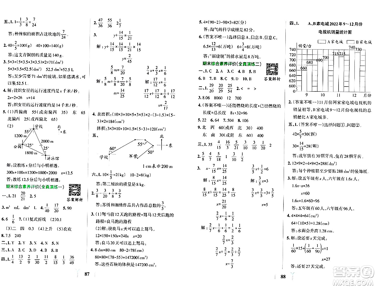 陜西師范大學(xué)出版總社有限公司2024年春小學(xué)學(xué)霸沖A卷五年級數(shù)學(xué)下冊北師大版答案