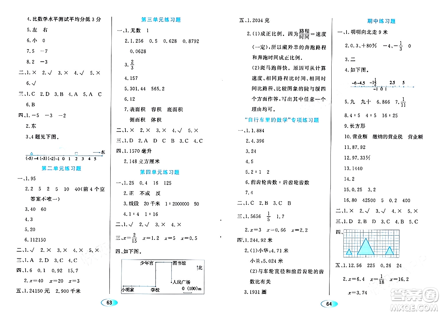 黑龍江教育出版社2024年春資源與評價六年級數學下冊人教版答案