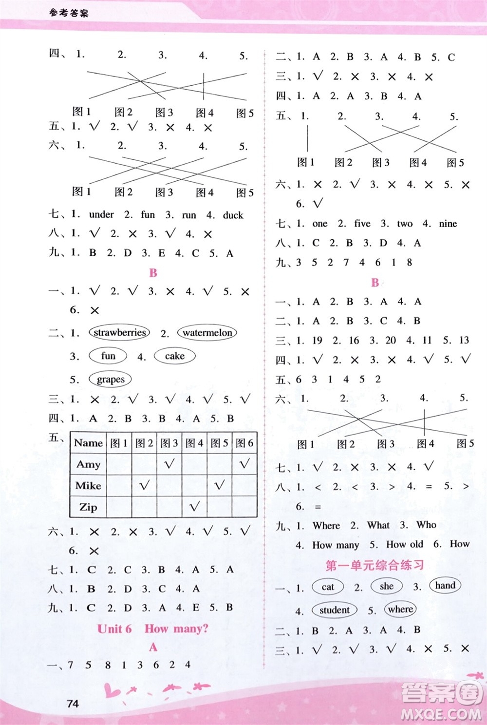 廣西師范大學出版社2024年春自主與互動學習新課程學習輔導三年級英語下冊人教版參考答案