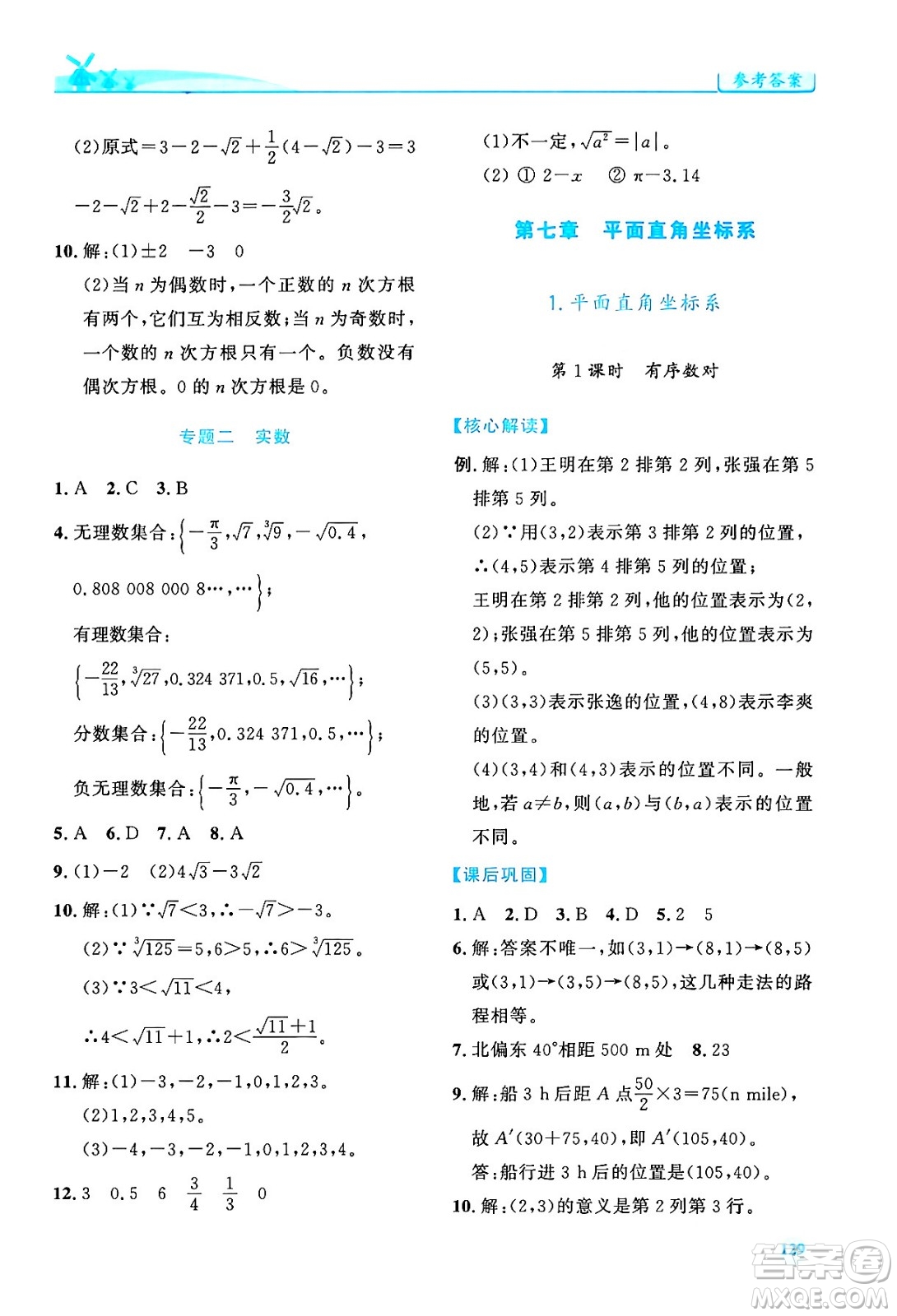 人民教育出版社2024年春績(jī)優(yōu)學(xué)案七年級(jí)數(shù)學(xué)下冊(cè)人教版答案