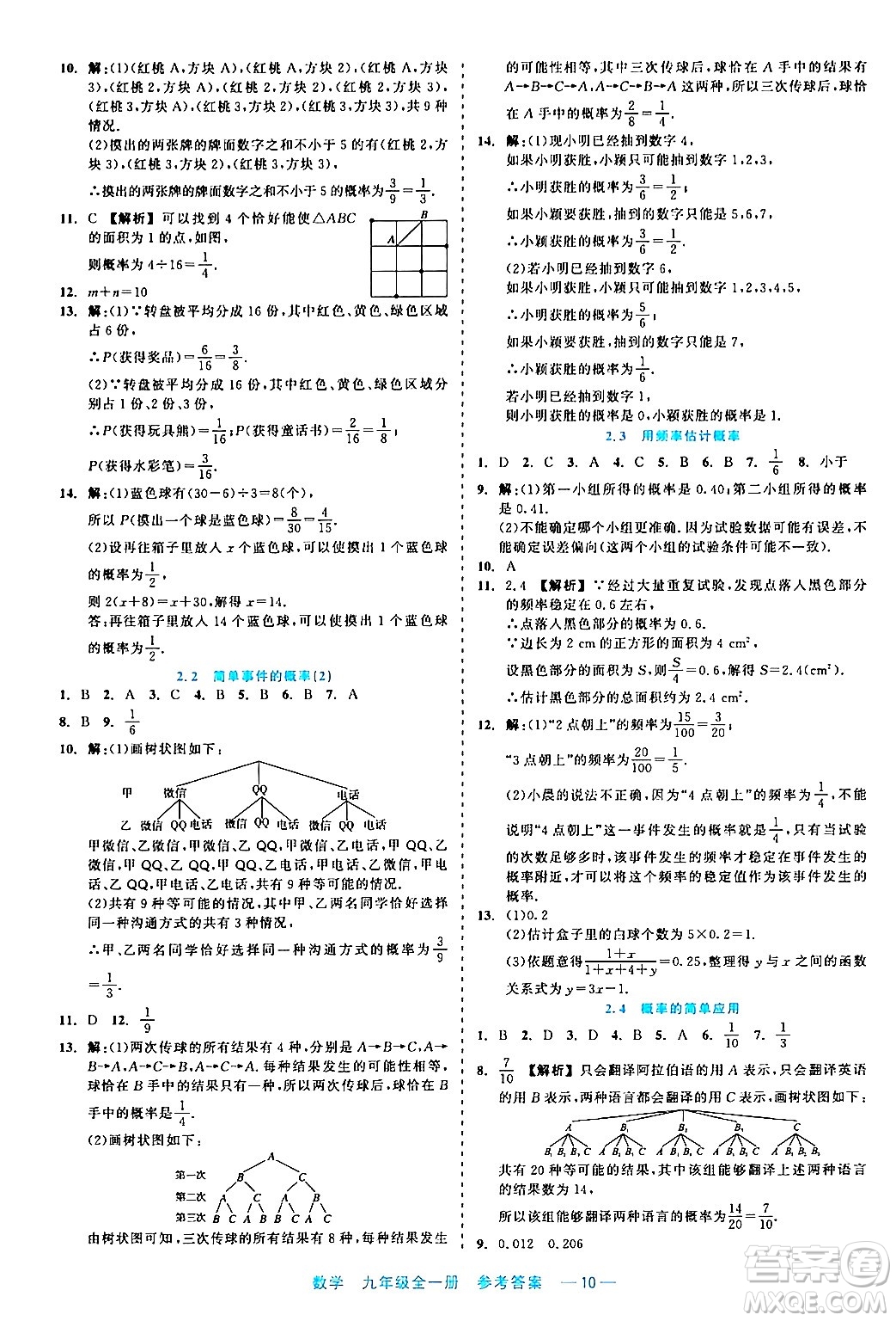 浙江工商大學(xué)出版社2024年春精彩練習(xí)就練這一本九年級數(shù)學(xué)下冊通用版答案