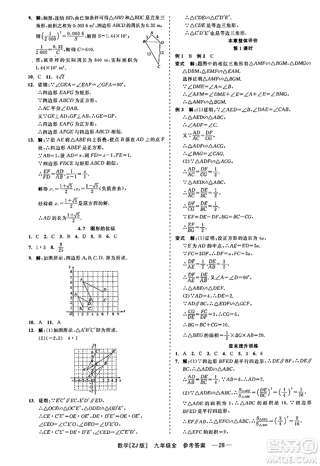 浙江工商大學(xué)出版社2024年春精彩練習(xí)就練這一本九年級(jí)數(shù)學(xué)下冊(cè)浙教版答案